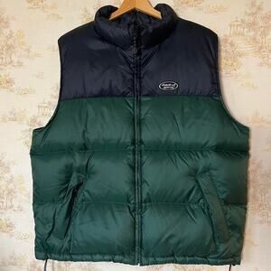 Eddie Bauer Ebtek Forest Green & Black Goose Down Insulated Vest Size XL